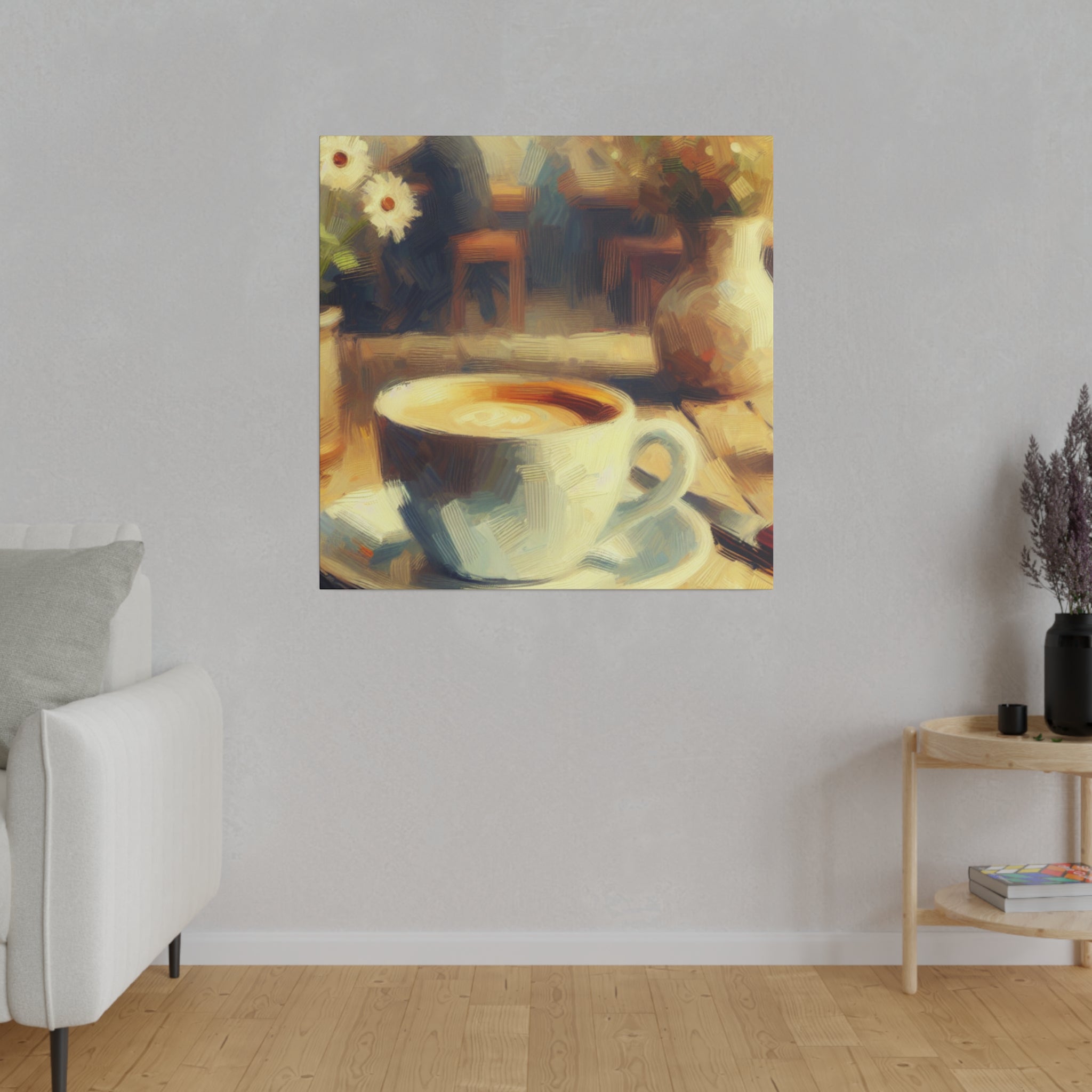 Rustic Impressionist Coffee Artwork Farmhouse Decor Coffee Painting Canvas