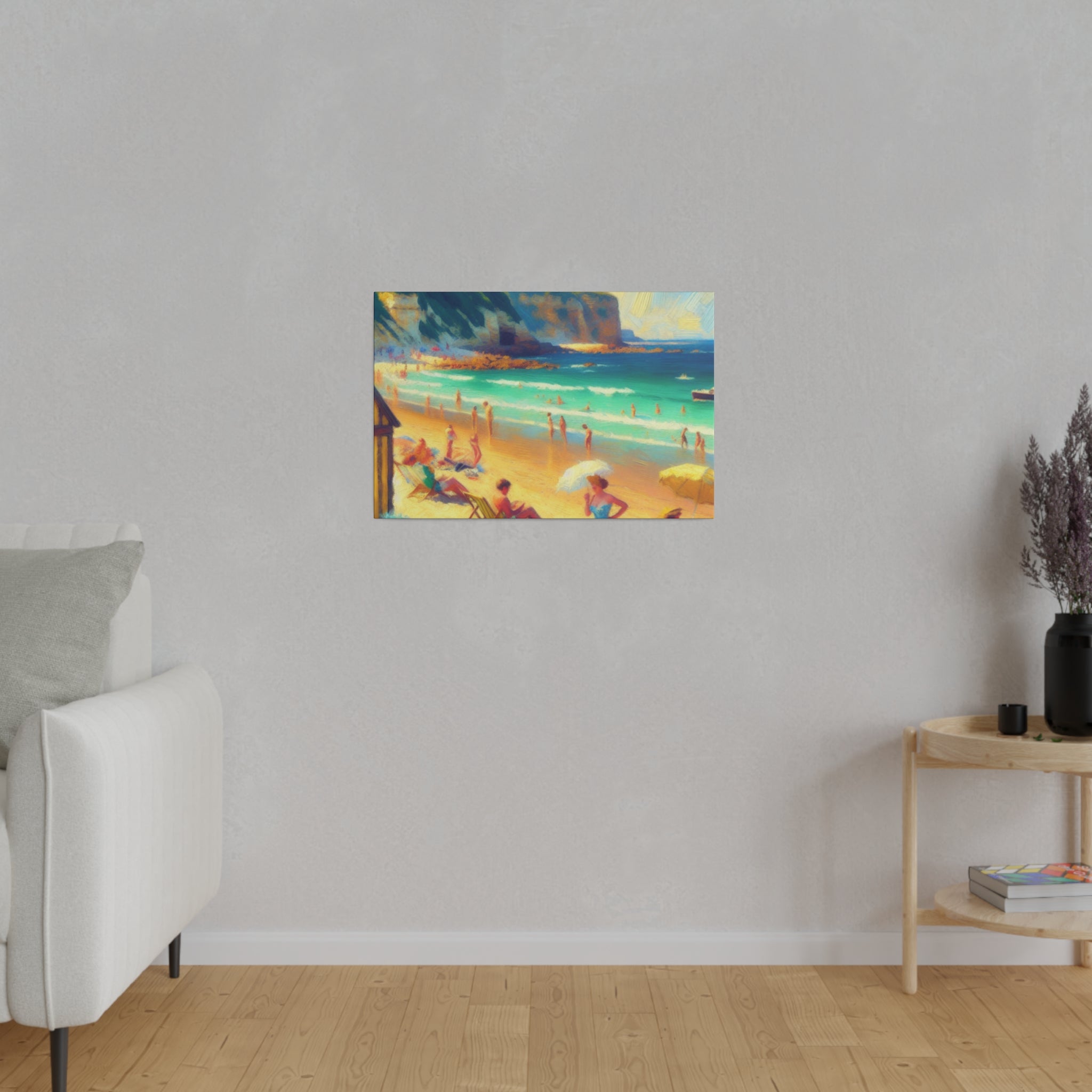 Vintage Coastal Reverie Beach Landscape Painting Canvas