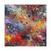 Vibrant Multicolor Blue, Red, Yellow, Green Splatter Painting Canvas