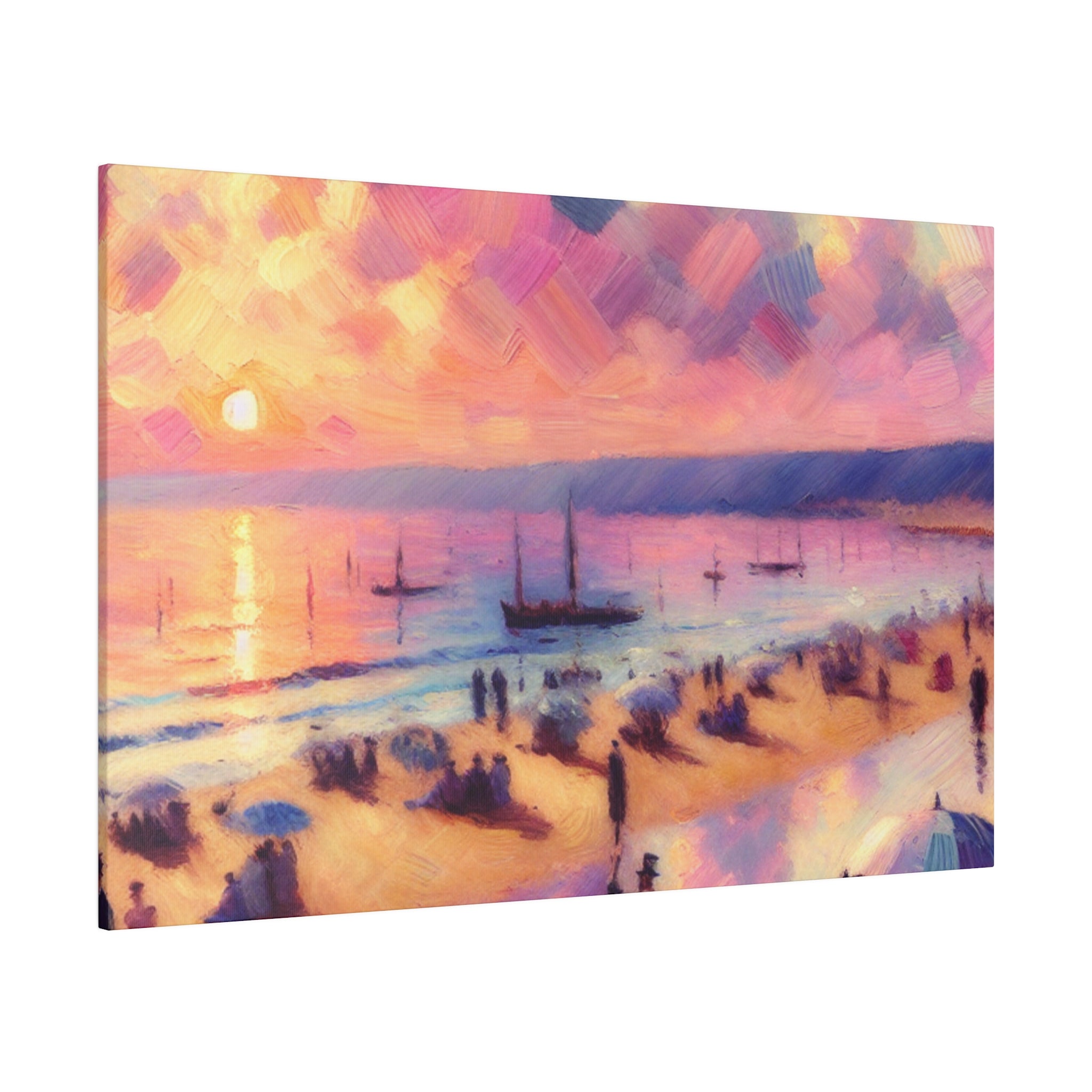 Serene Shorescape Pastel Colored Beach Painting Canvas