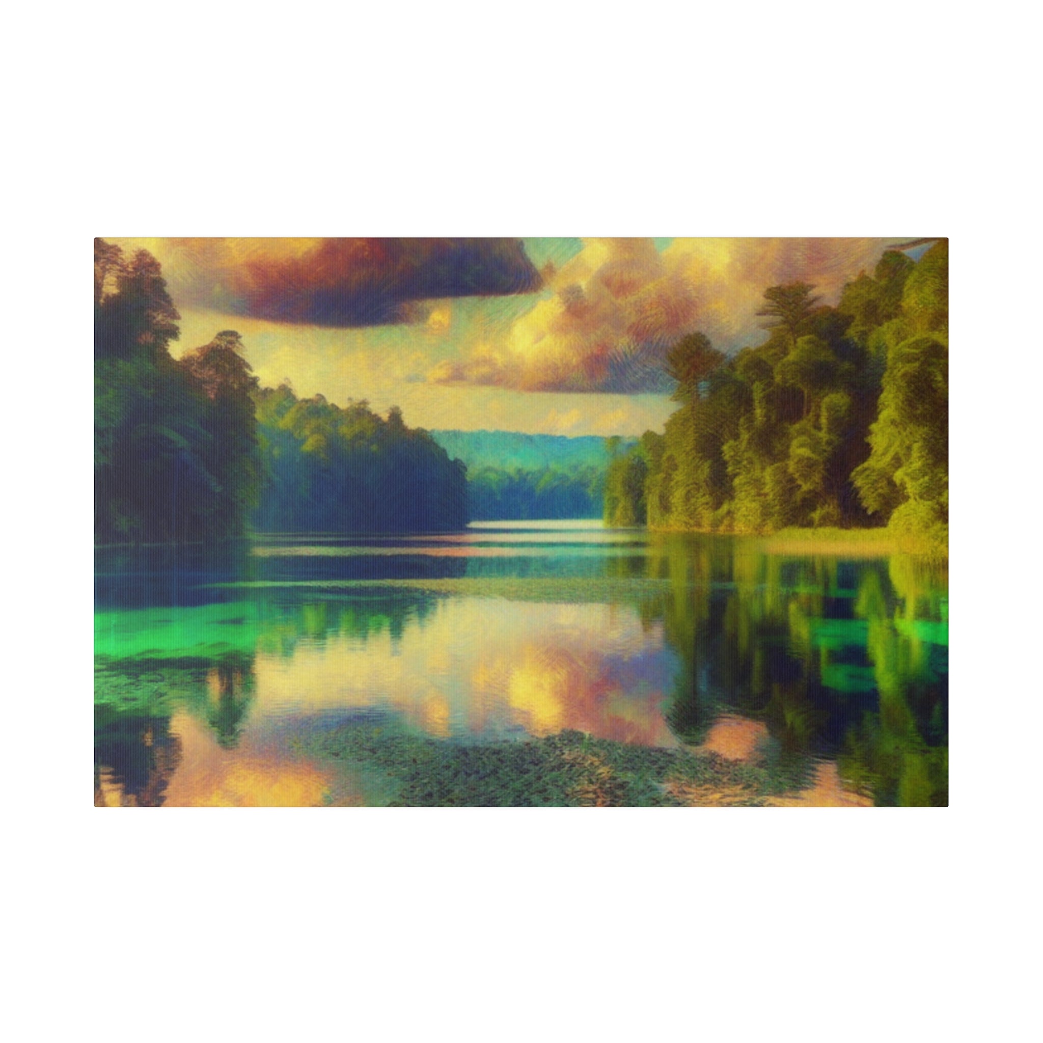 Serene Lakeside Reverie Lake Painting Canvas