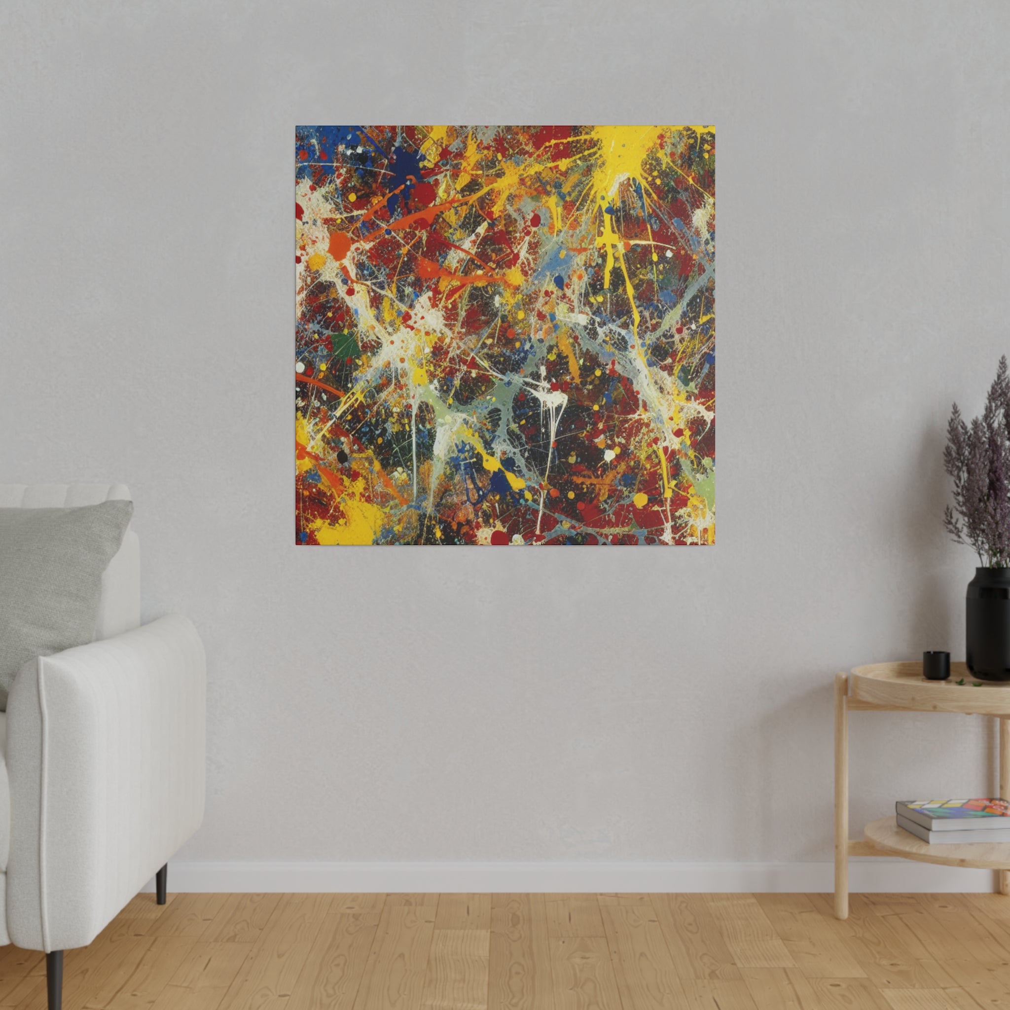 Multicolor Splatter Painting Expressionist Abstract Wall Art Canvas