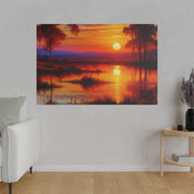 Marsh Mirage Nature Sunset Painting Canvas