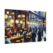 Vintage European Street Cafe Artwork Painting Canvas