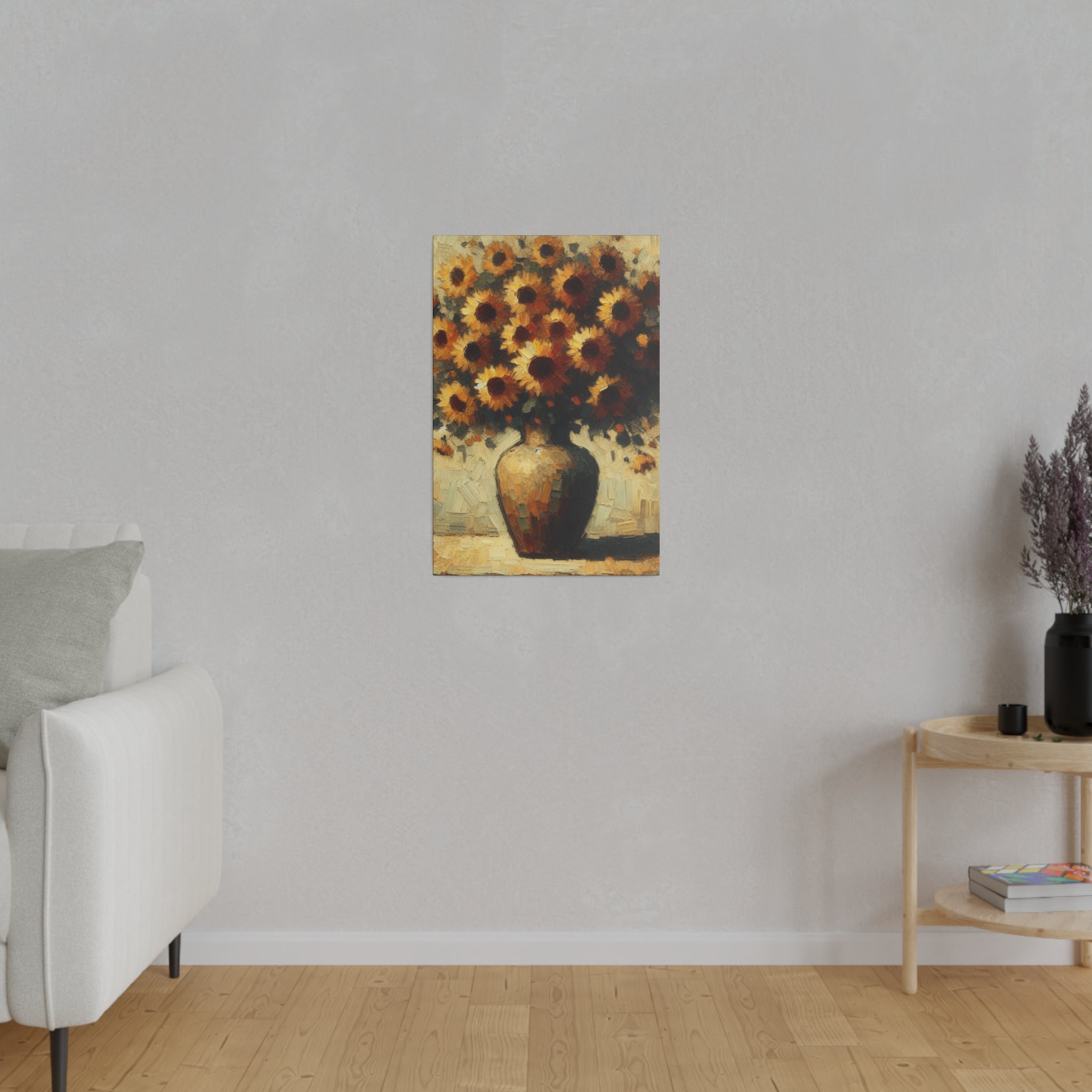 Timeless Blossoms Flowers In Vase Sunflower Painting Canvas