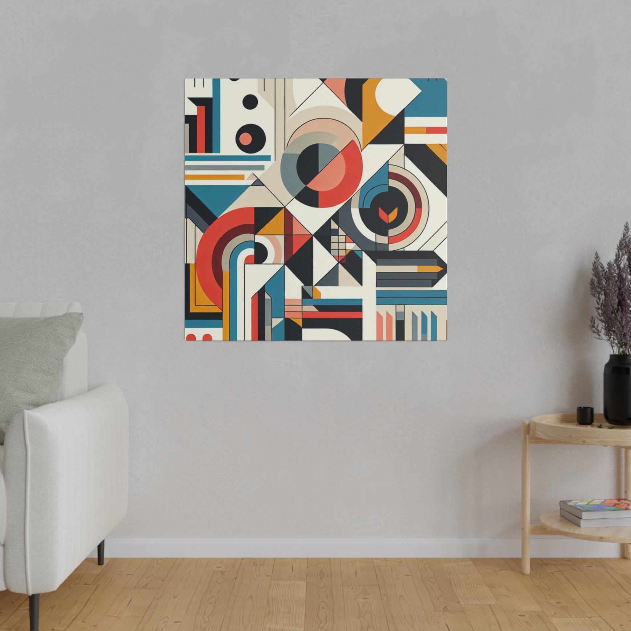 Convergence of Kaleidoscopic Parallels Geometric Painting Canvas