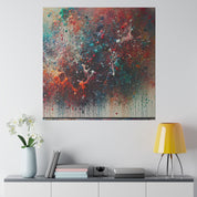 Spectrum Splatter Vibrant Red Blue Yellow Abstract Painting Canvas