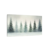 Snow-Laden Pines Watercolor Canvas