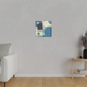 Neutral Green Blue Geometric Mid Century Wall Art Canvas