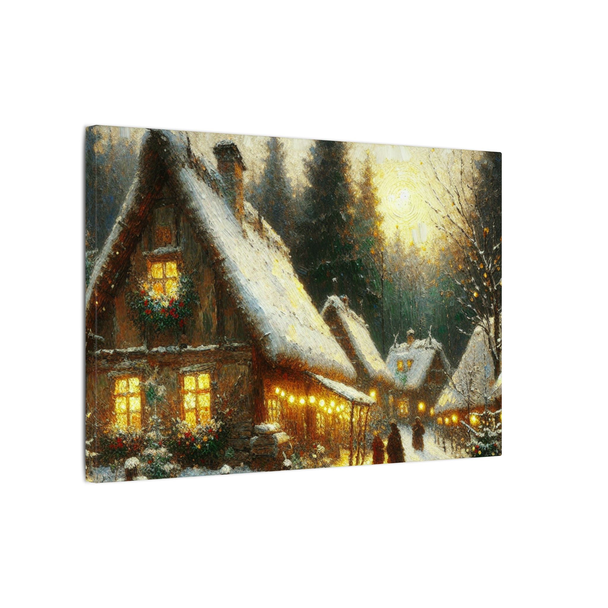 Snowy Christmas Village Canvas