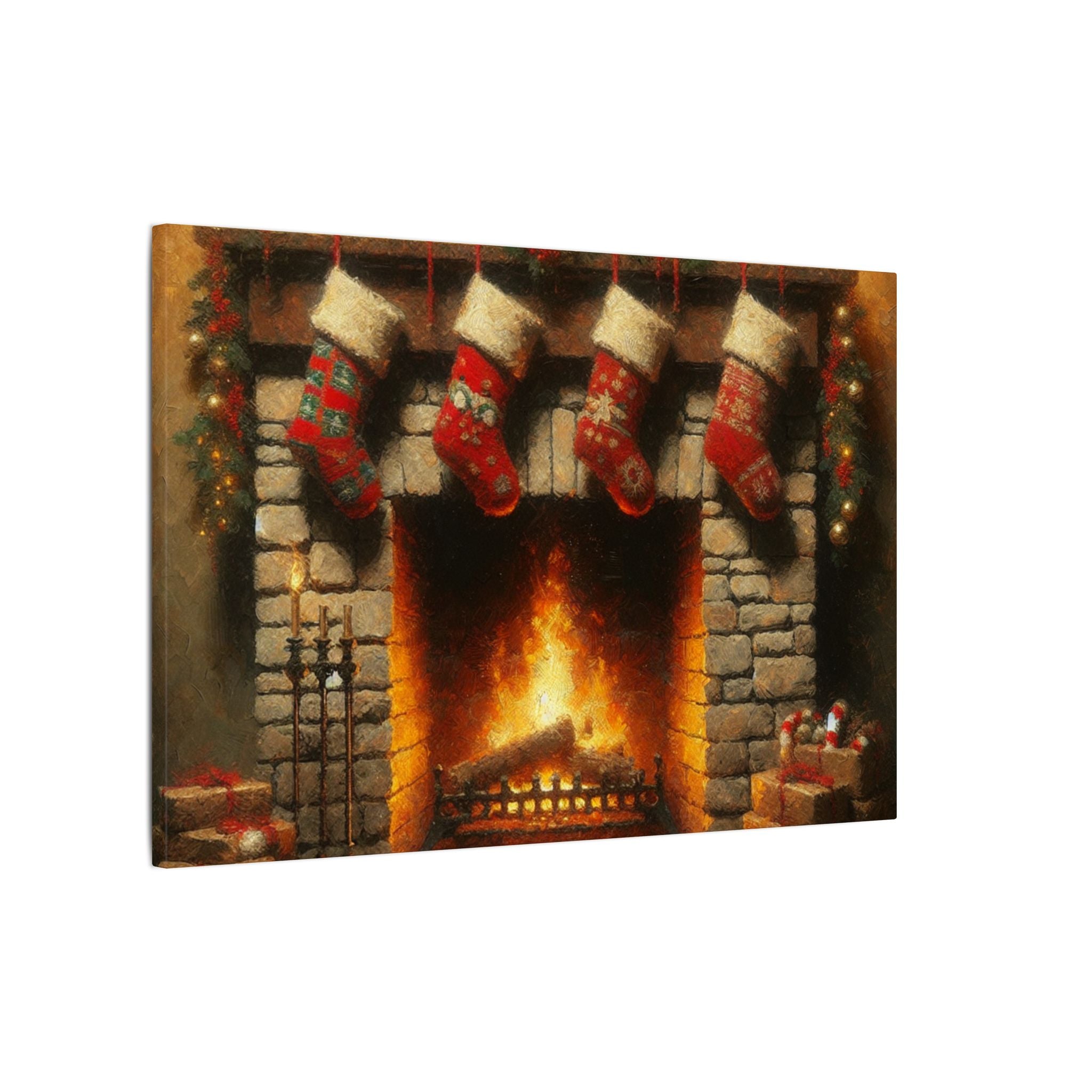 Cozy Christmas Fireplace Canvas