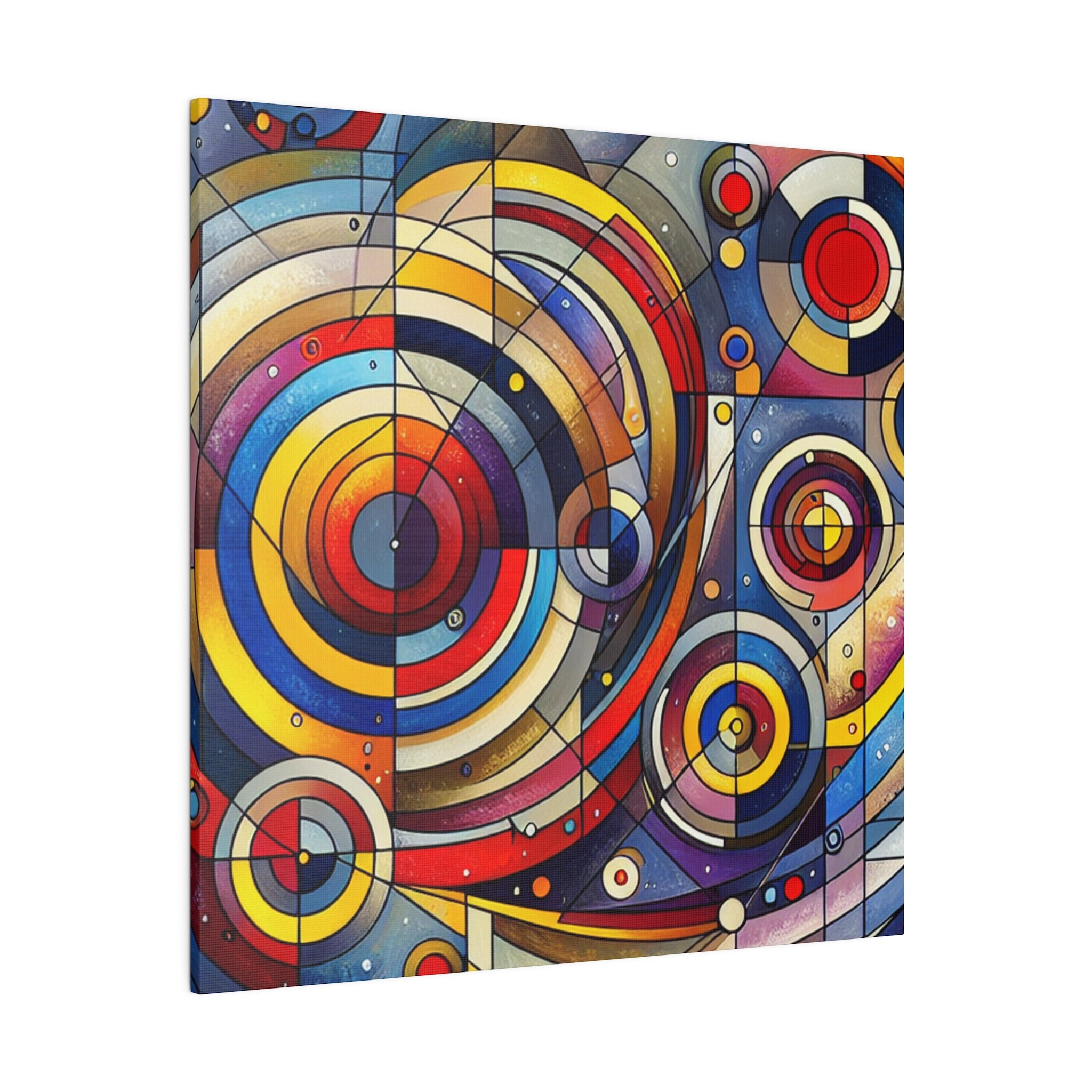 Geometric Harmony Red Blue Yellow Abstract Artwork Canvas