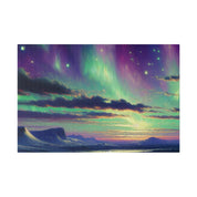 Northern Lights Painting | Aurora Ice Caps Scene | Winter Artwork Canvas