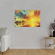 Tranquil Water Nature Sunrise Painting Canvas