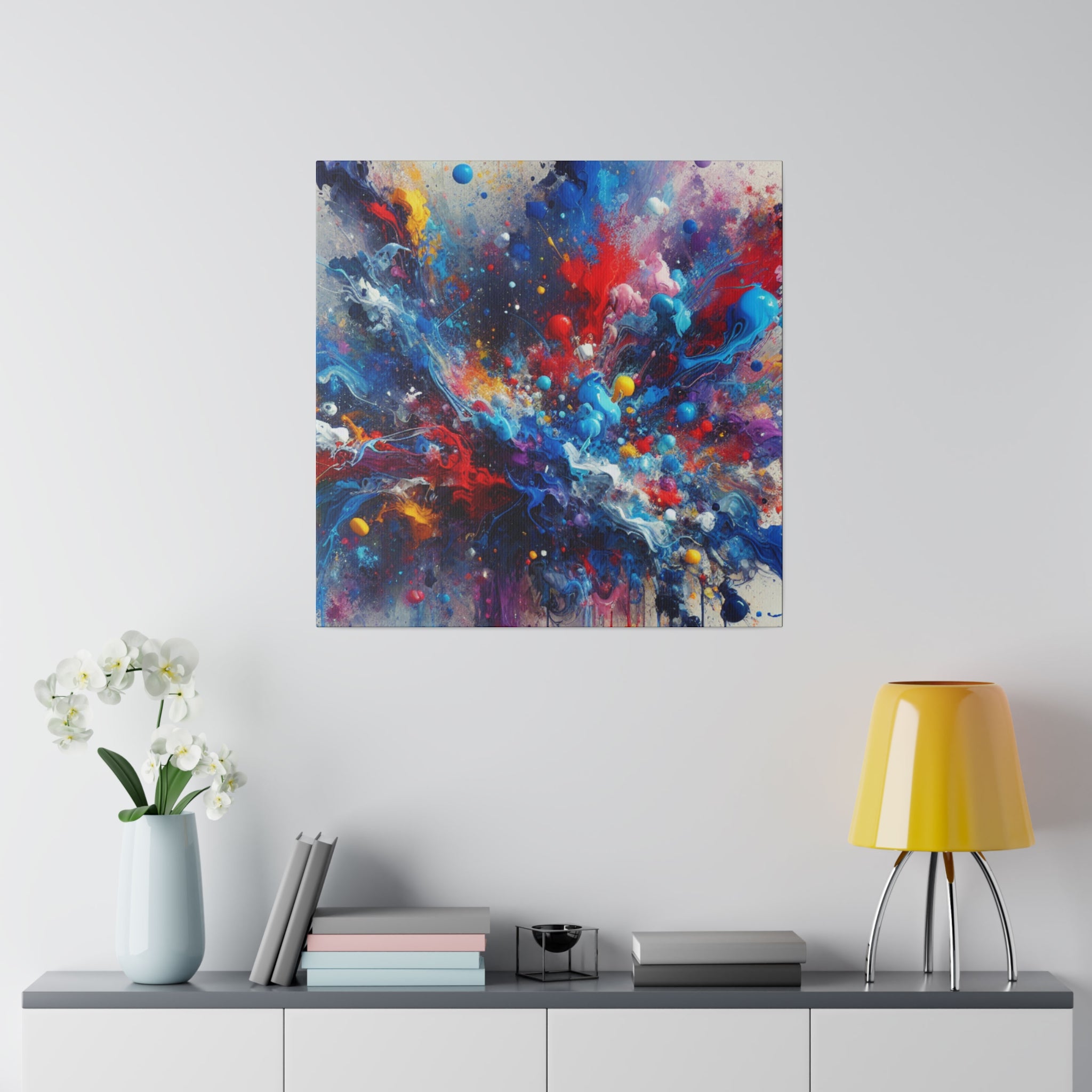 Abstract Expressionist Multicolor Splatter Wall Art Canvas