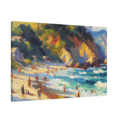 Shoreline Cliffs Impressionist Beach Painting Canvas