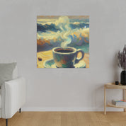 Ocean Waves Sunrise Coffee Painting Canvas