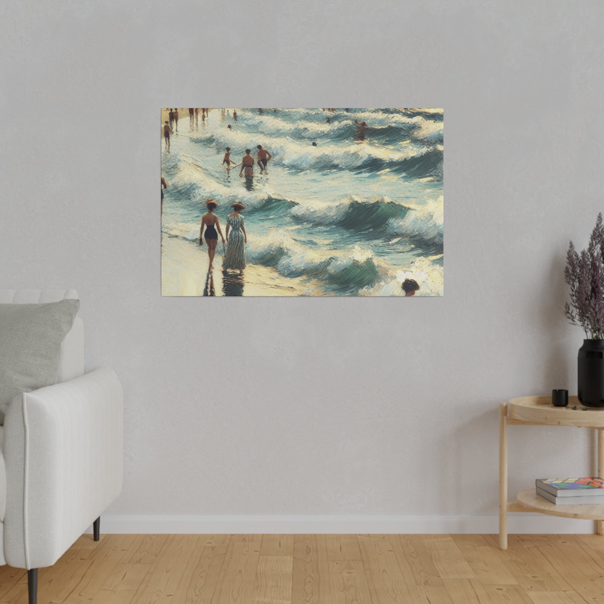 Seaside Reverie in Warm Pastels Vintage Beach Painting Canvas