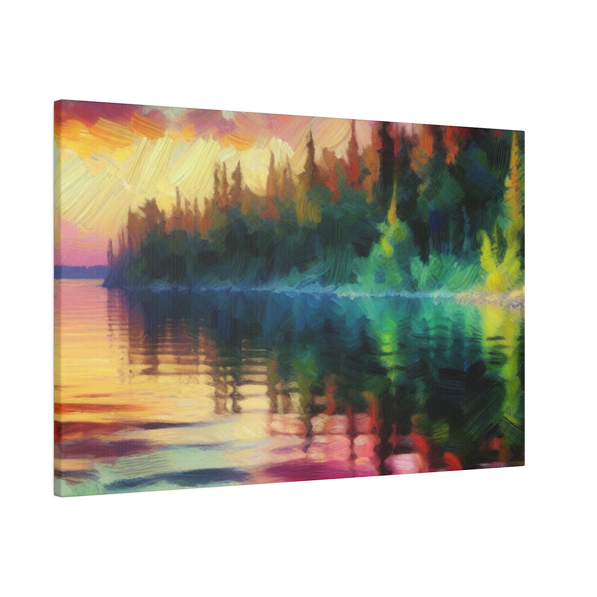 Reflective Solitude Lake Painting Canvas