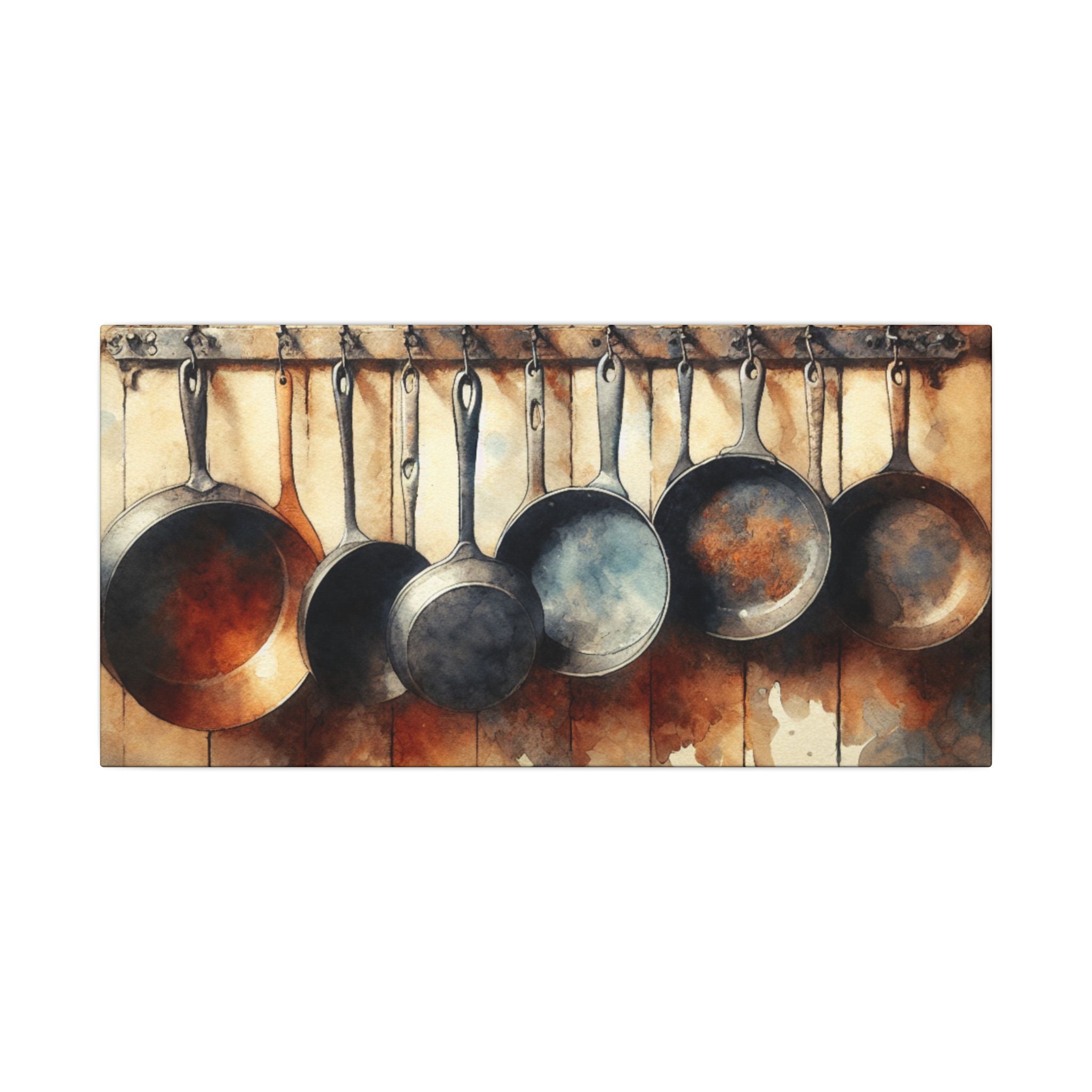 Country Pots & Pans Watercolor Canvas