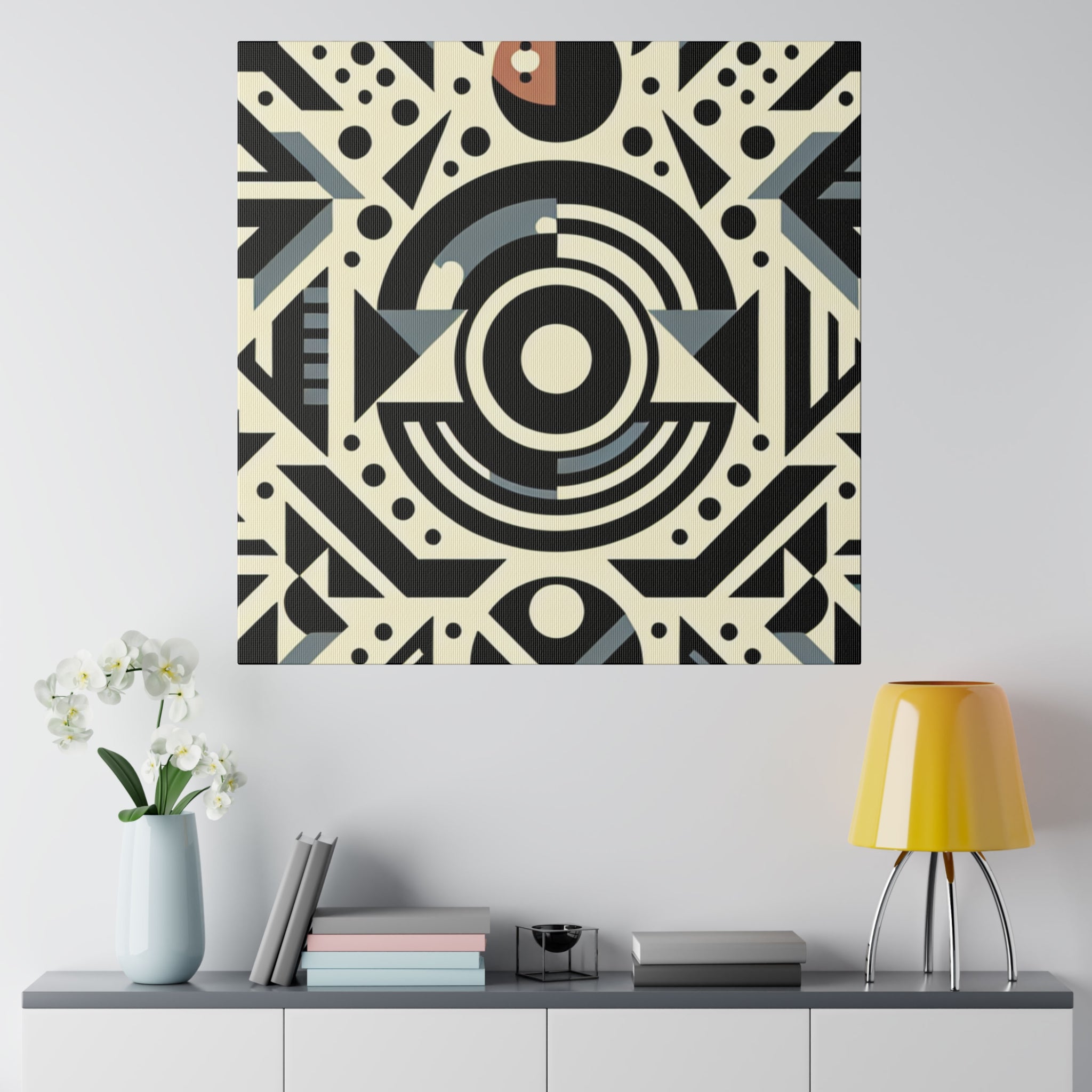 Geometric Symphony in Vivid Dimensions Geometric Painting Canvas