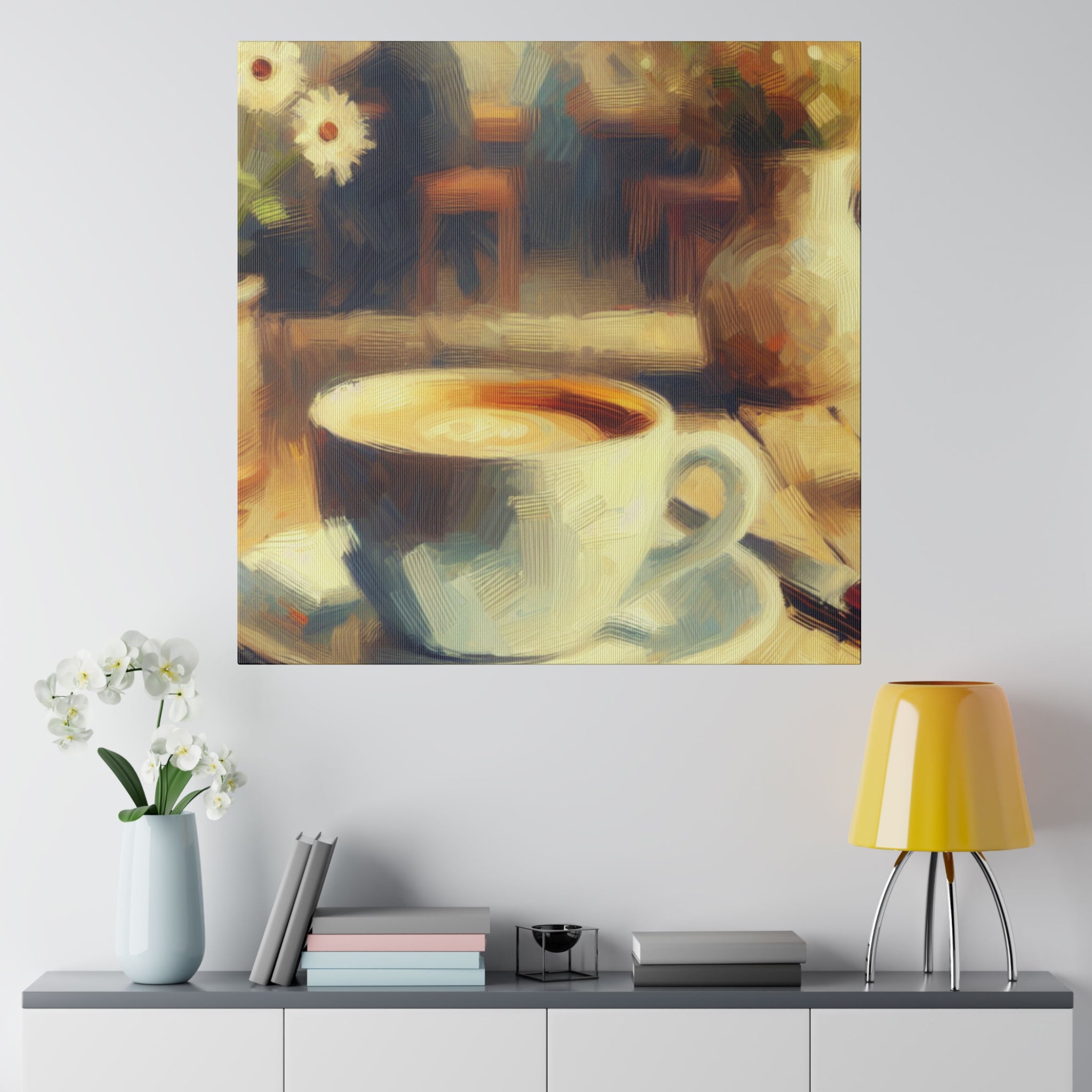 Rustic Impressionist Coffee Artwork Farmhouse Decor Coffee Painting Canvas