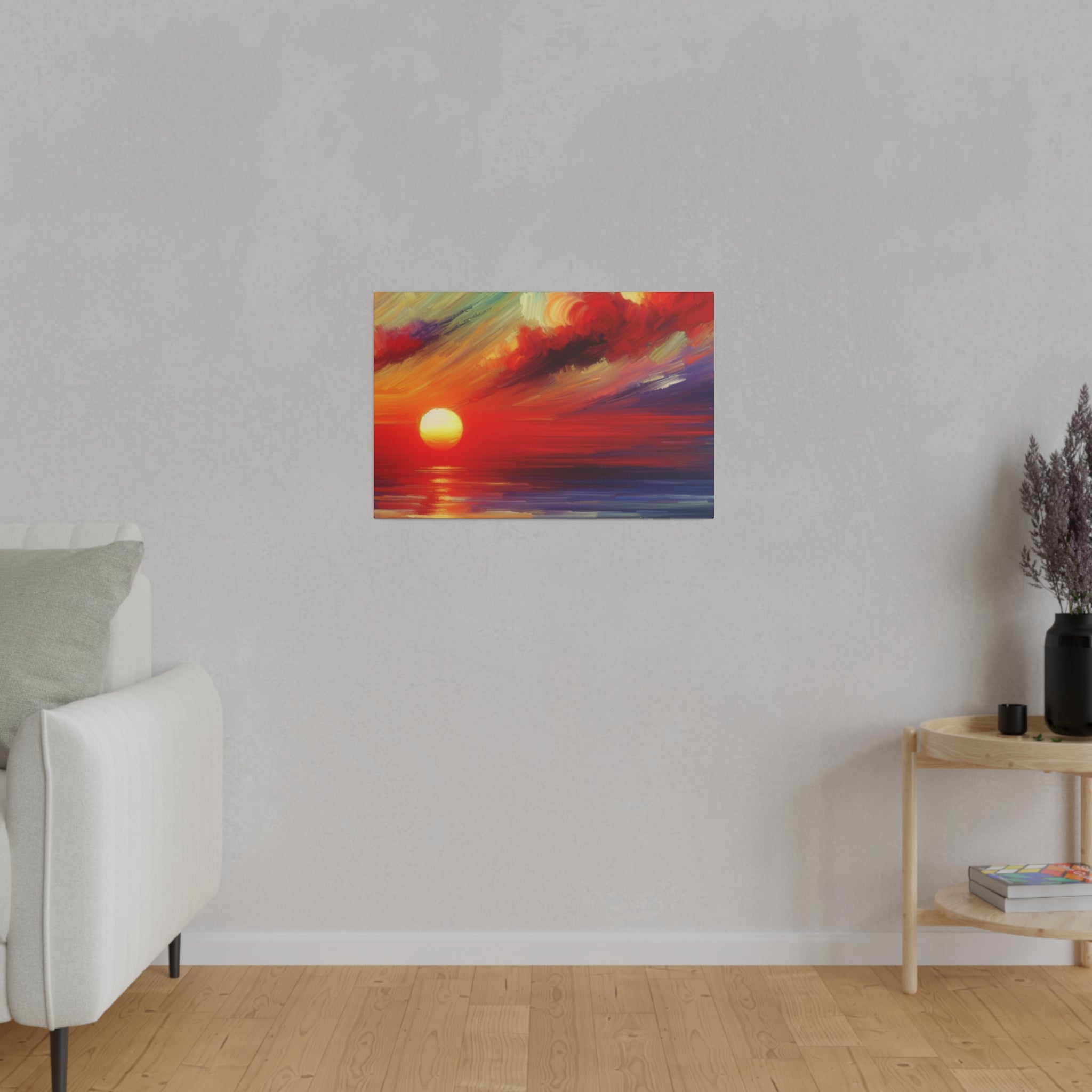 Ember Horizon Whispers Red Purple Sunset Painting Canvas