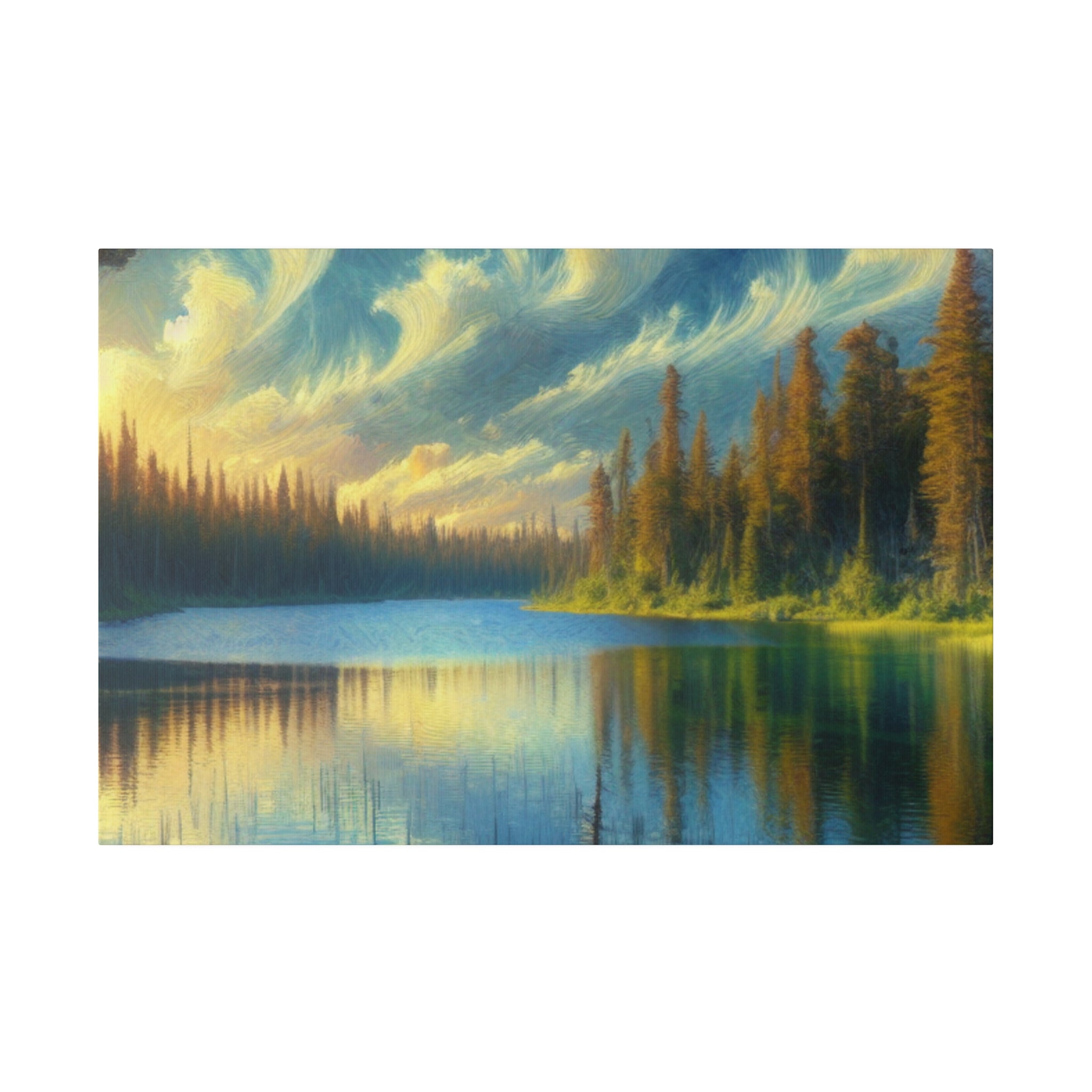 Lake In Solitude Lake Painting Canvas