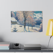 Frosty Epoch Cabin Snowscape Winter Painting Canvas