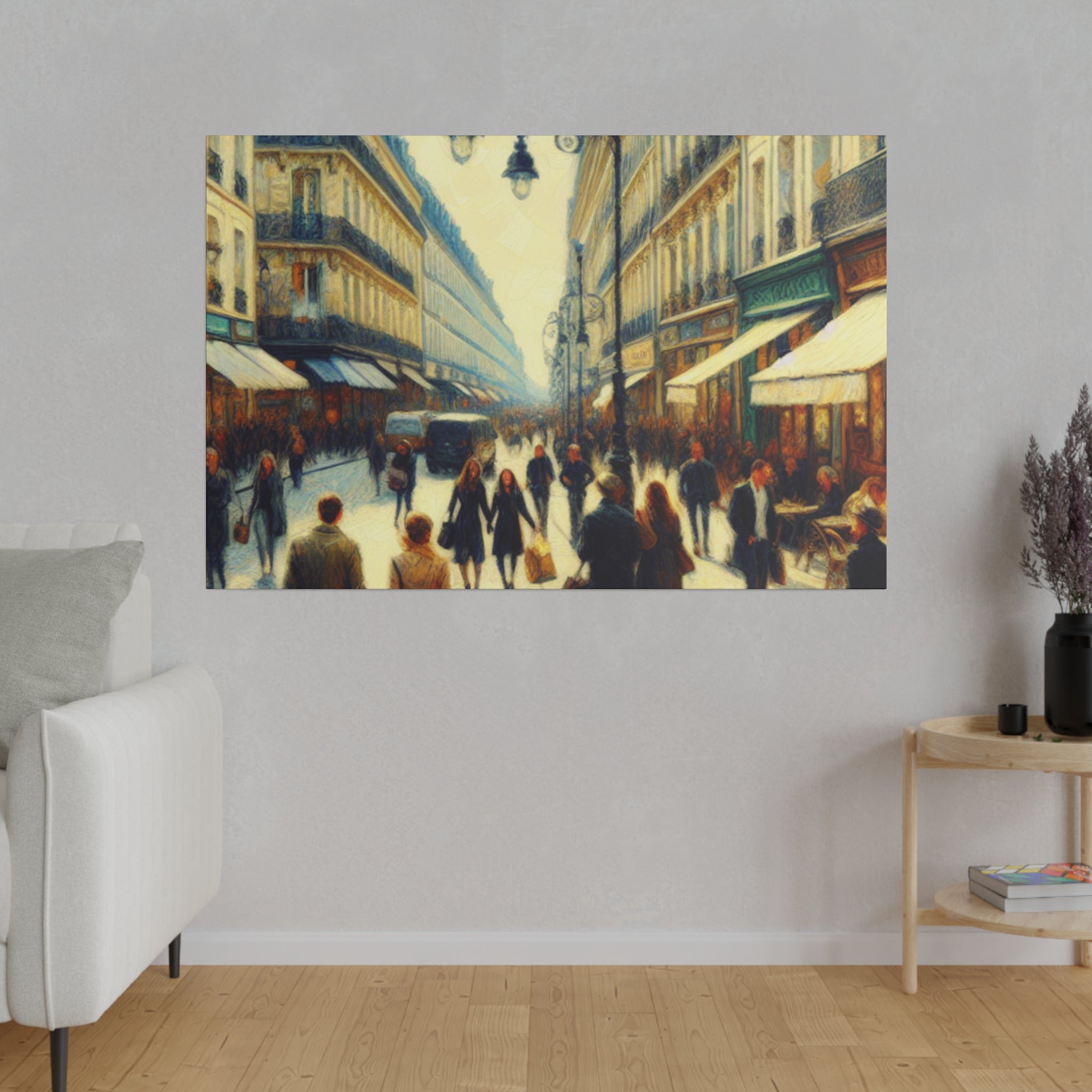 Parisian Concrete Elegance French Street Painting Canvas