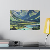 River Valley Mountain Landscape Painting Canvas