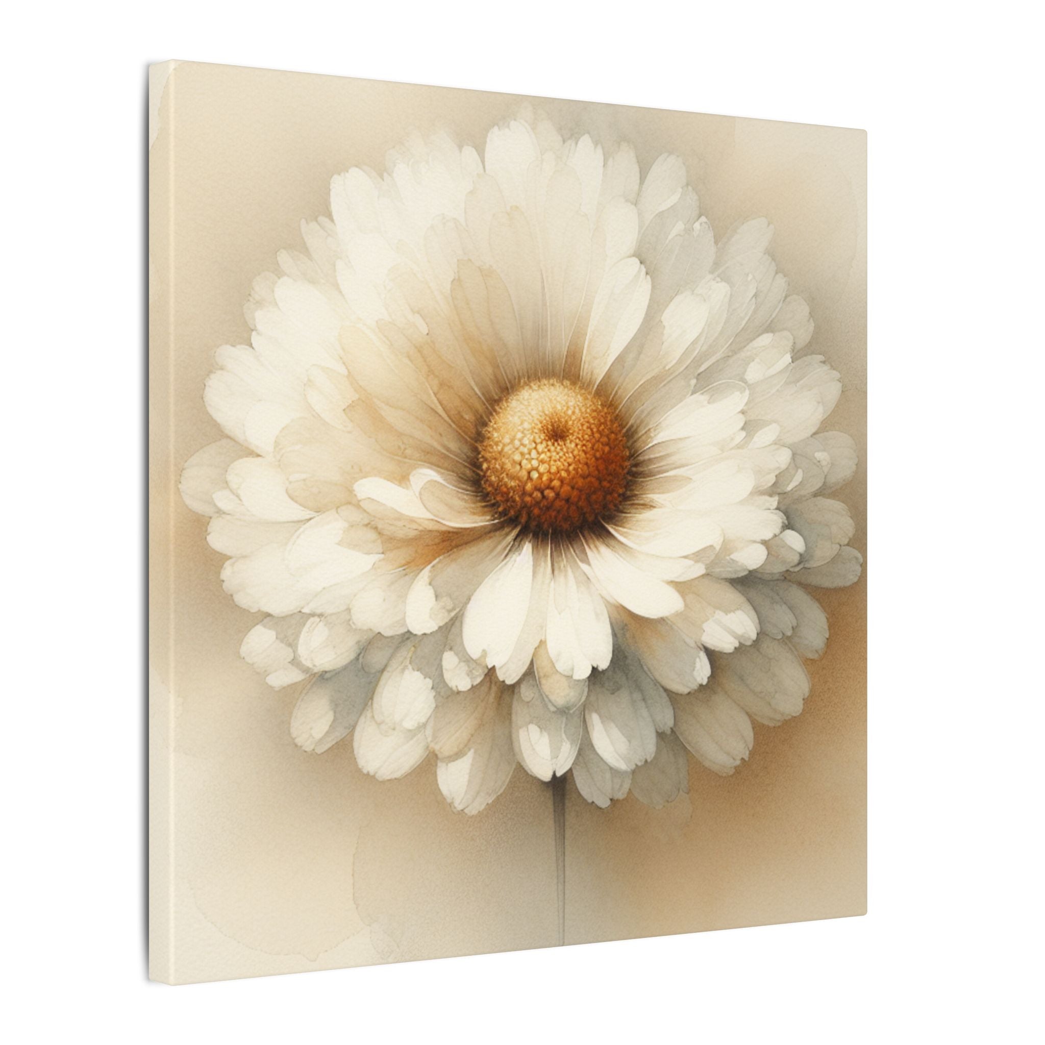 White Daisy Watercolor Canvas