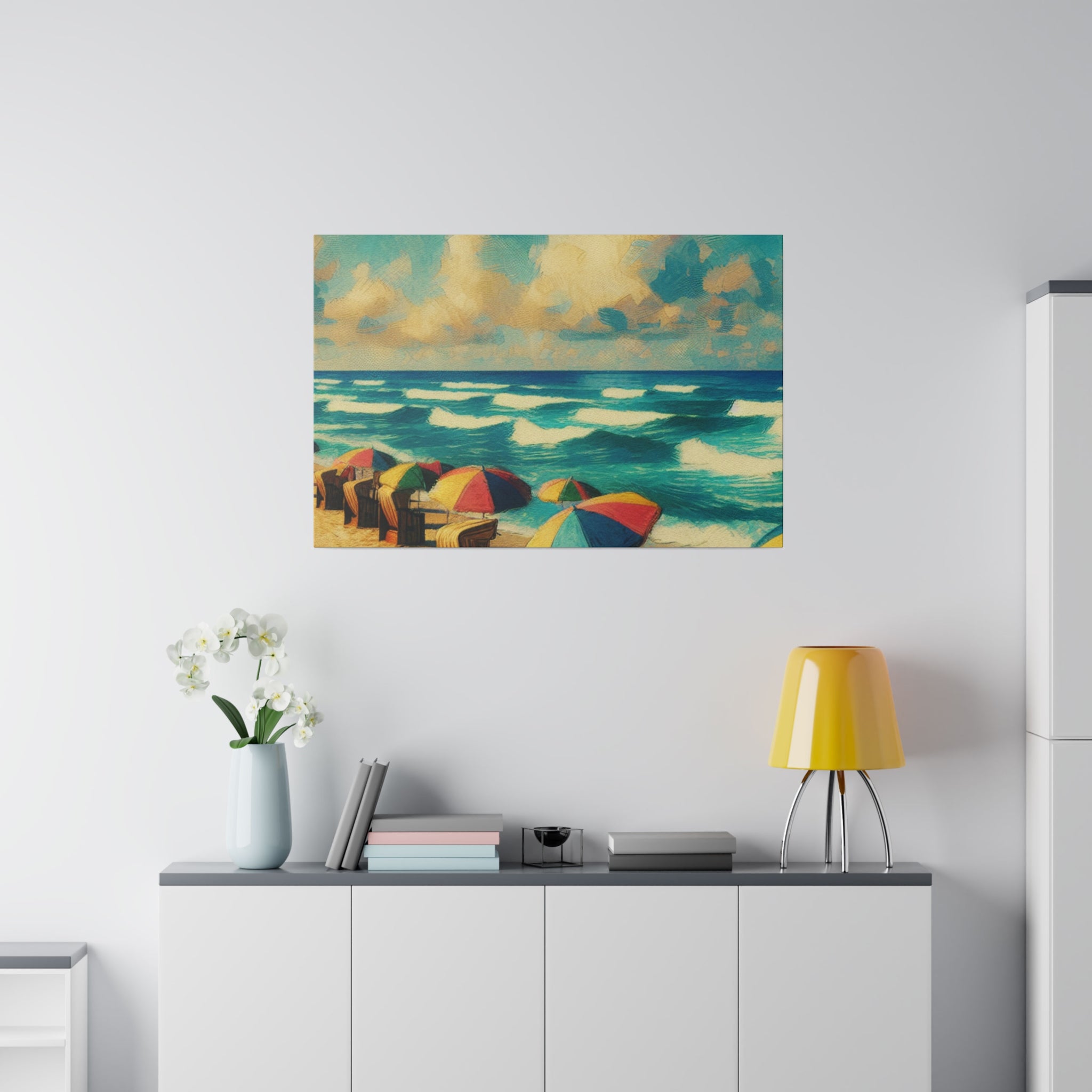 Nostalgic Shores Coastal Decor Beach Painting Canvas