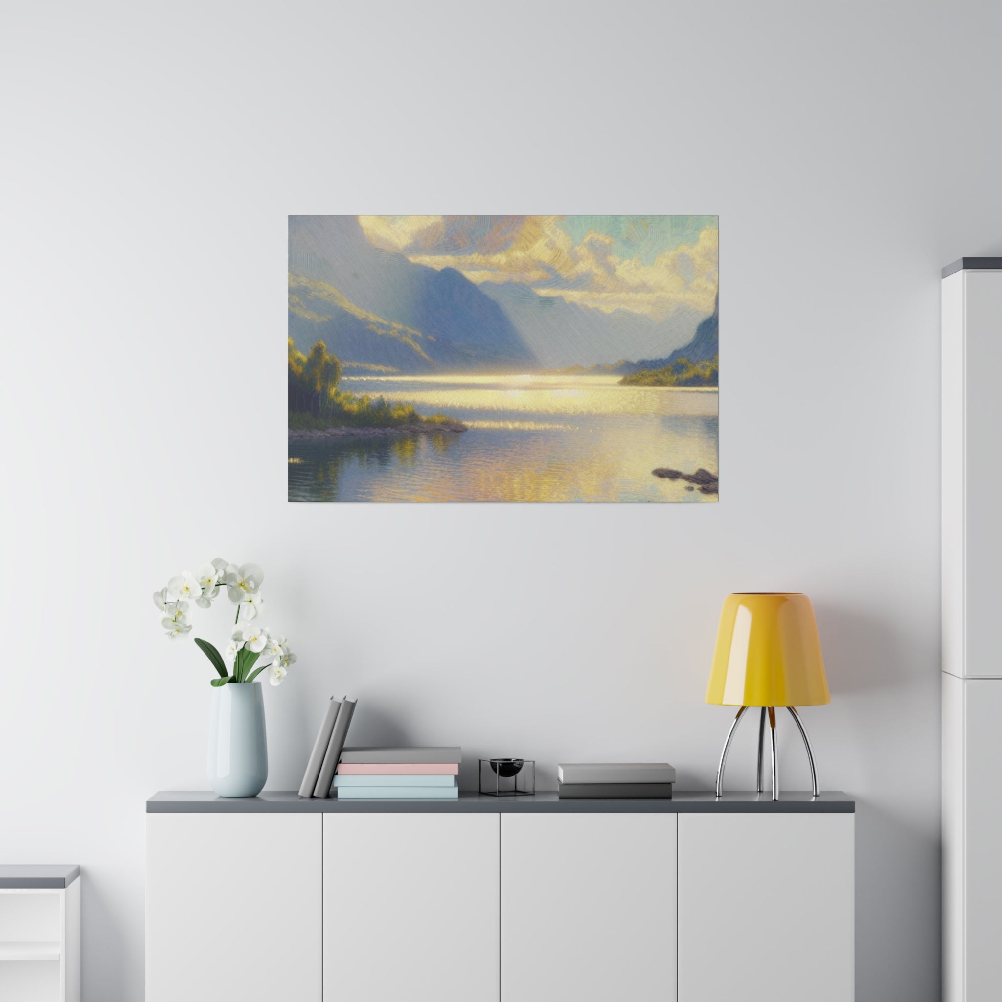 Serene Lake Mirage Lake Painting Canvas