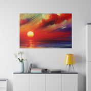 Ember Horizon Whispers Red Purple Sunset Painting Canvas