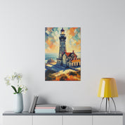 Luminous Beacon Of Light Coastal Wall Art Lighthouse Painting Canvas