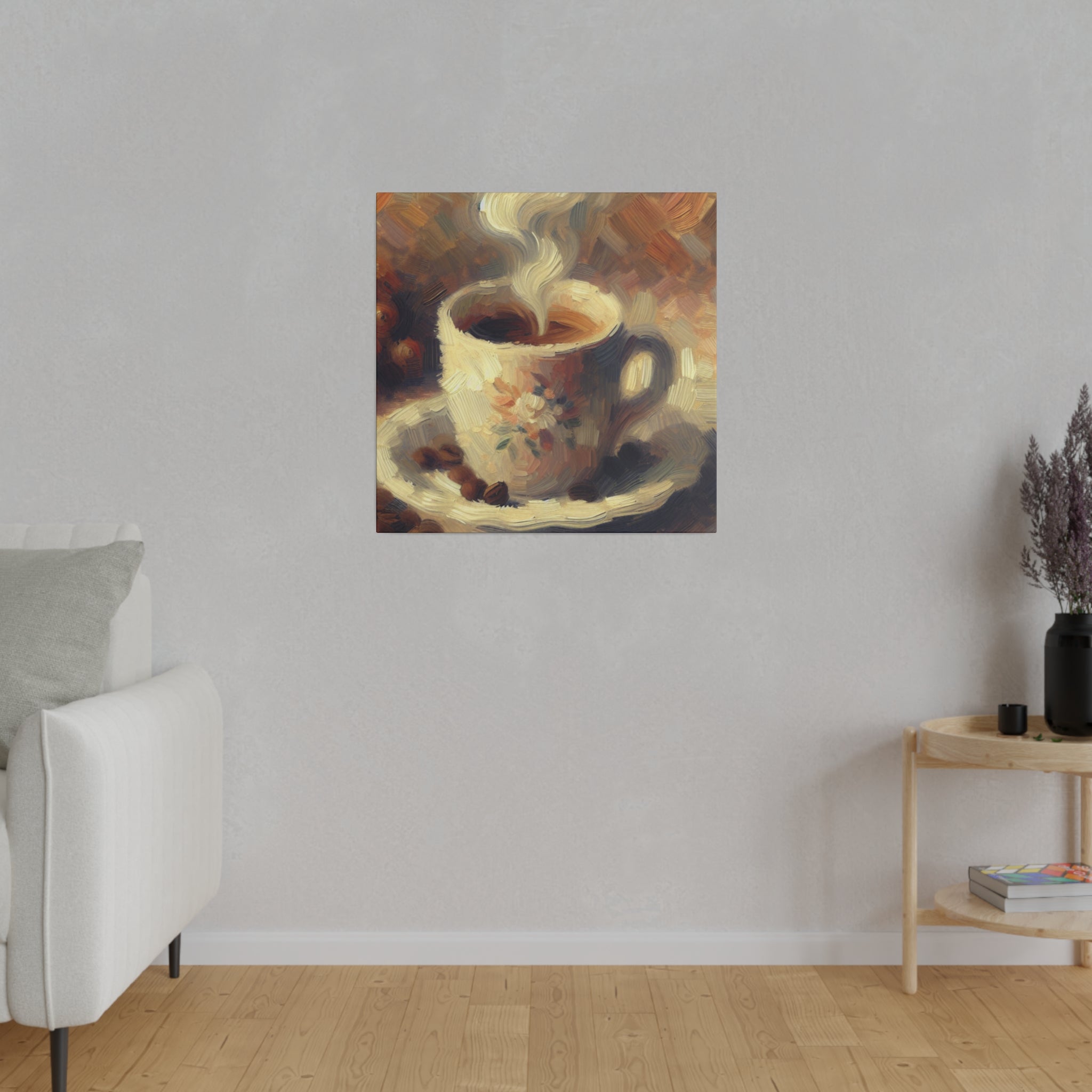 Sweep of Espresso Brushstrokes Cafe Artwork Coffee Painting Canvas