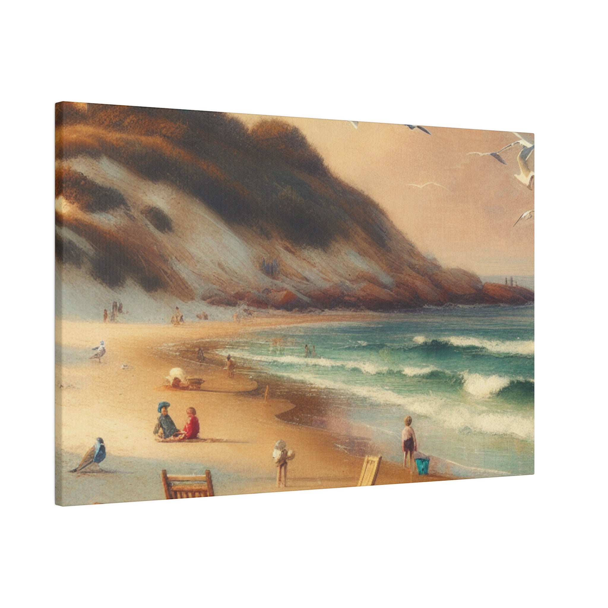 Seashore Whispers Impressionist Empty Beach Painting Canvas