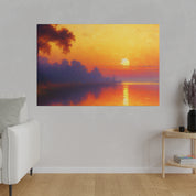 Sunrise Canvas Painting | Sunrise Over Water | Scenic Wall Art