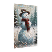 Snowman in a Rustic Winter Field Canvas