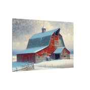 Red Barn in Snowfall Canvas
