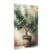Potted Peach Tree Rustic Canvas