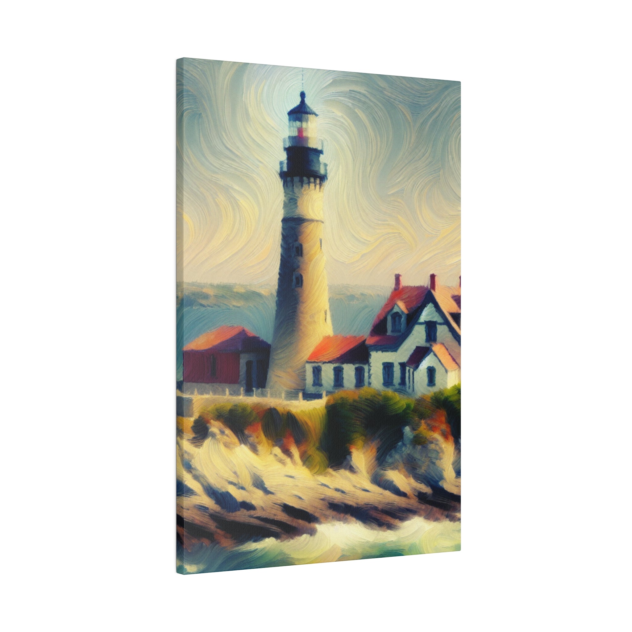 Impressionist Beacon Coastal Wall Art Lighthouse Painting Canvas