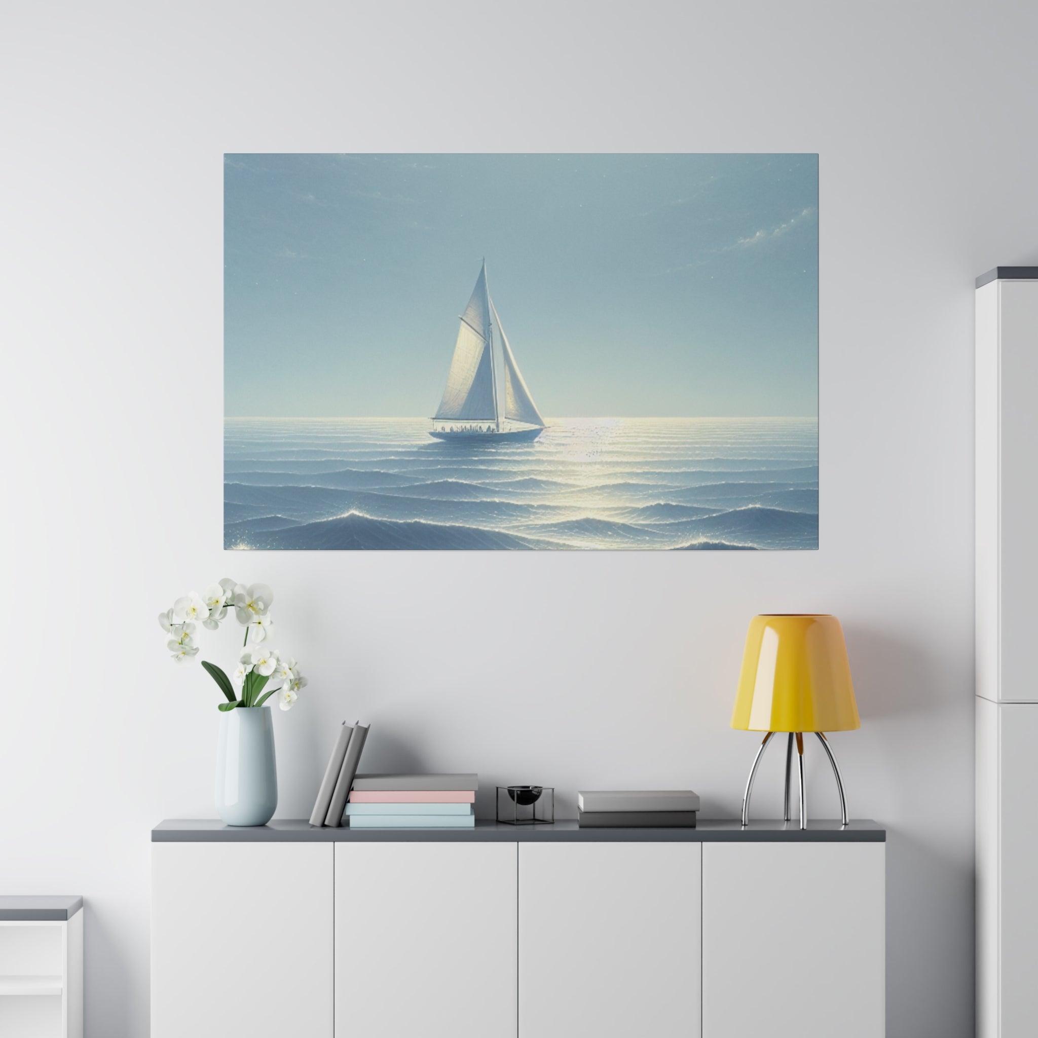 Serene Voyage Sailboat Painting Canvas