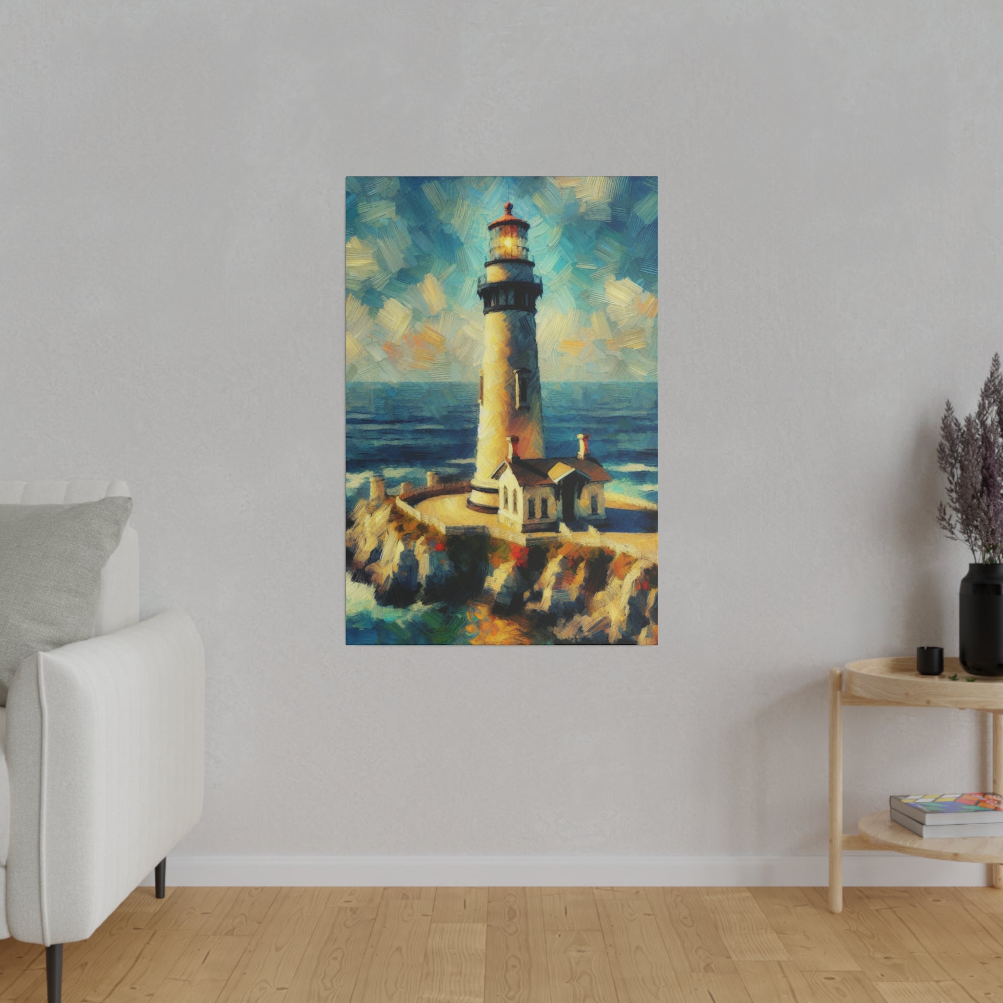 Maritime Mirage Coastal Wall Art Lighthouse Painting Canvas