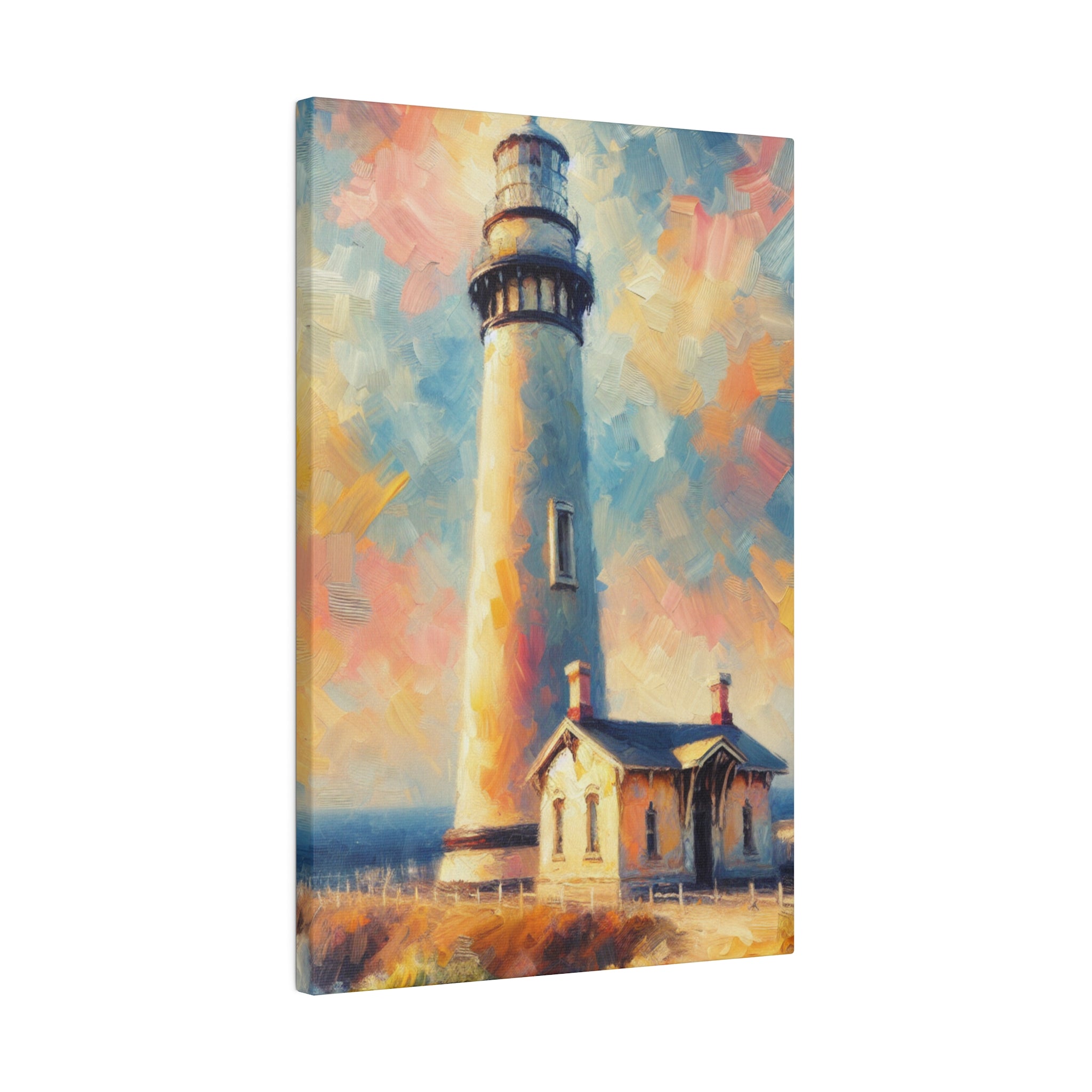 Luminated Beacon Coastal Wall Art Lighthouse Painting Canvas