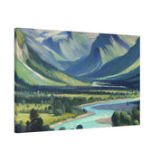 River Valley Mountain Landscape Painting Canvas