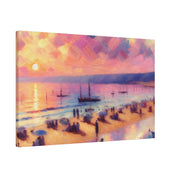 Serene Shorescape Pastel Colored Beach Painting Canvas