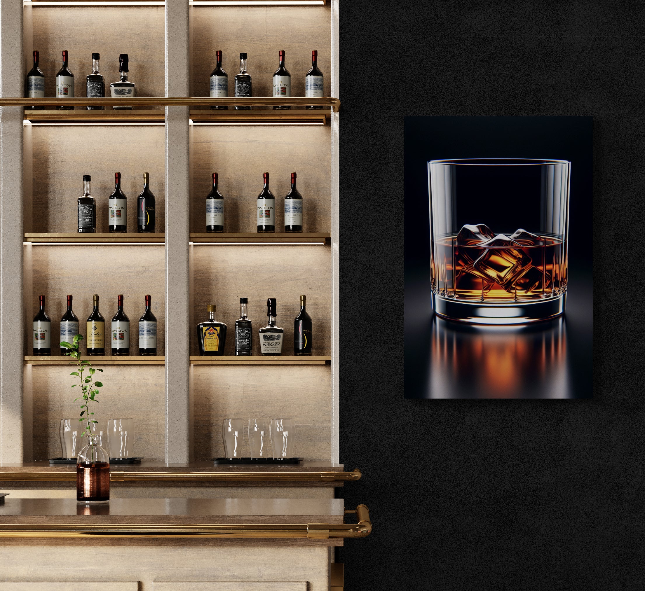 Glass Of Bourbon On The Rocks Canvas