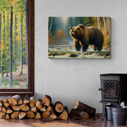 Grizzly in Forest Brook Canvas